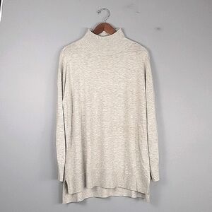 Loft Oversized Silver Gray Hight Neck Ribbed Sweater